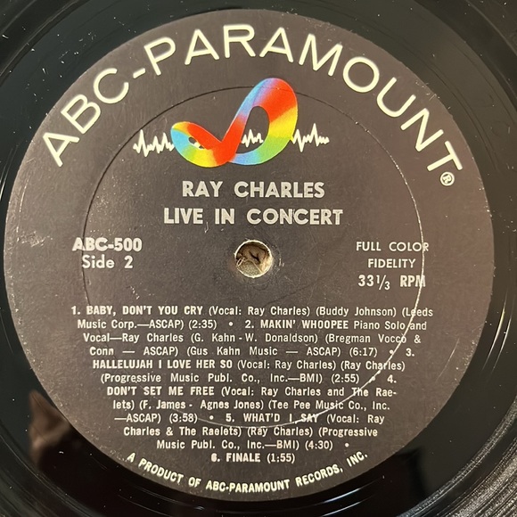 Ray Charles - “Live In Concert” Vinyl LP - Picture 5 of 5